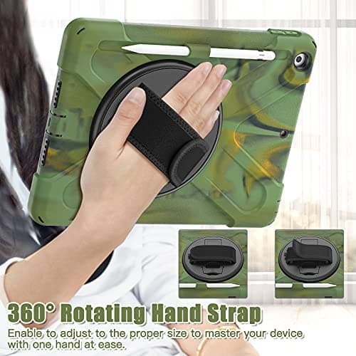 UFinetech iPad 9th Generation Case, iPad 10.2 2019 Case, iPad Case 7th/8th, 360 Rotate Stand Hand Strap Shoulder Strap Pencil Holder, Drop-Proof Protective Kids iPad Case 2021/2020/2019, Camouflage — view 2