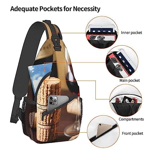 FRESQA Cartoon Owls Cute Chest Bag Diagonally Sling Backpack Men Women Travel By Multifunctional Outdoor Sports Daypack, Wine Cork, One Size — view 4