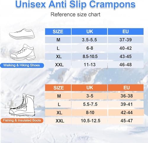 ZUXNZUX Crampons, Ice Cleats for Shoes and Boots, Silicone Stainless Steel Grippers Shoe Spikes Grips Traction for Ice Snow, Winter Hiking Climbing Ice Fishing — view 3