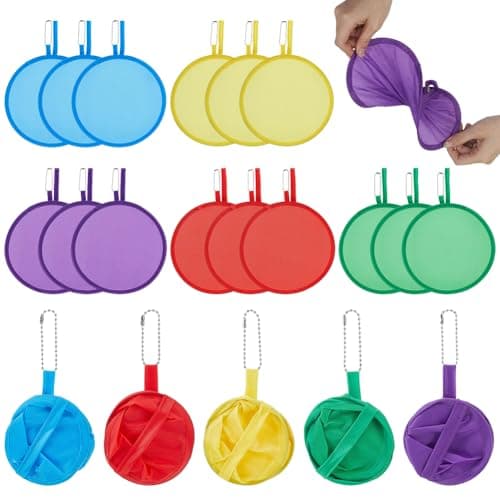 BENECREAT 20 Pack Foldable Hand Fans, 9.41 Inch/ 23.9cm Portable Folding Fans with 5 Mixed Colors, Polyester Handheld Cooling Fans for Outdoor Events Travel and Summer Activities