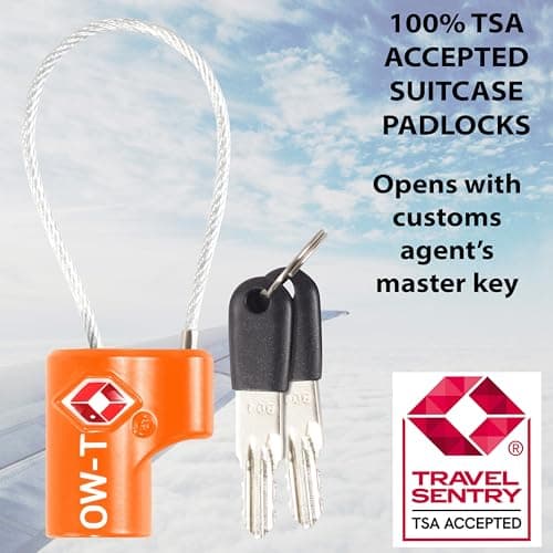 OW-Travel Suitcase Locks with Keys, TSA Approved Luggage Padlocks, Orange 2 — view 5