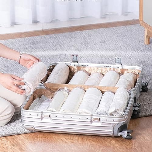 Roll Up Storage Bags for Travel, 8 Pack 2sizes 4(60 x 40 cm)+4(50 x 35 cm) Space Saver Pack Storage bag Travel Compression Bags for Suitcases, No Vacuum Needed — view 6