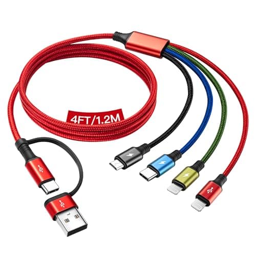 Minlu Multi Charger Cable, 4 in 2 USB Charging Cable 3.5A 1.2M, Nylon
