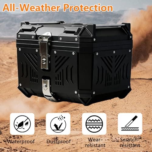 45L Motorcycle Top Case with Lock&Keys, Aluminium Alloy Motorcycle Tail Box — view 4