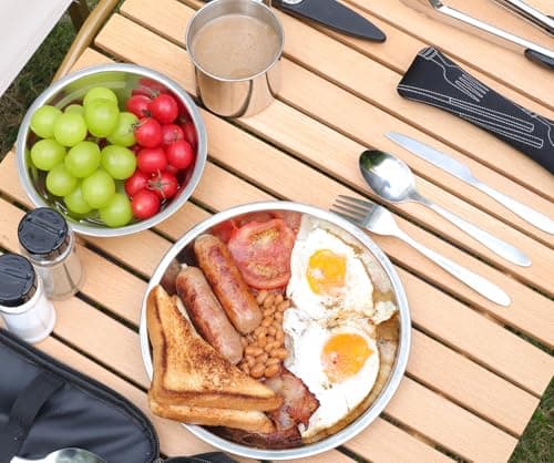 Camping Plate Bowl Cup Cutlery Set for 1, Dinner Set for Travel & Outdoor. — view 4