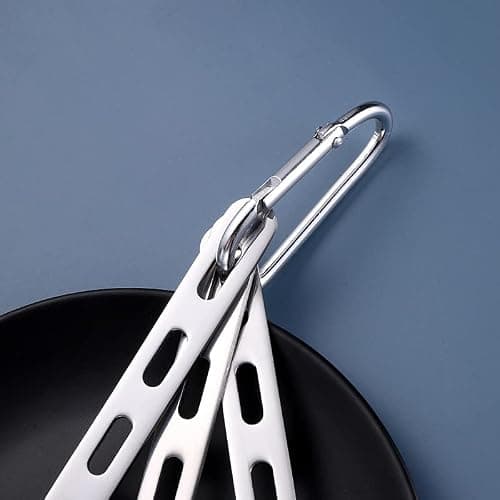 3-Piece 430 Stainless Steel Camping Cutlery Set with Carabiner — view 4