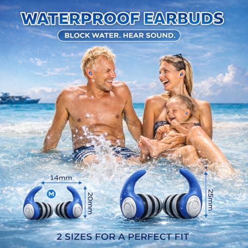 Swimming Ear Plugs for Adults Kids with Lanyard, 3 Pairs Swim Earplugs — view 5