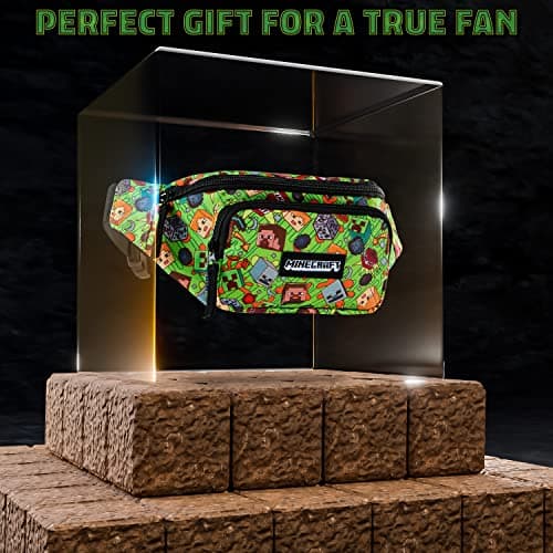 Minecraft Boys Fashion Waist Pack with Adjustable Strap, Creeper Travel Bag - Gamer Gifts — view 2
