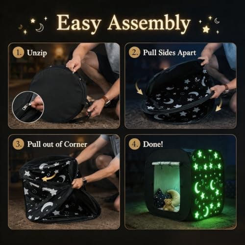 Normodic Sensory Tent, Blackout Sensory Tent for Kids, Pop Up Black Out Den for Autism, Calm Down Corner for Autistic Children Anxiety Relief with Travel Bag, Play and Relax Corner (Square) — view 6