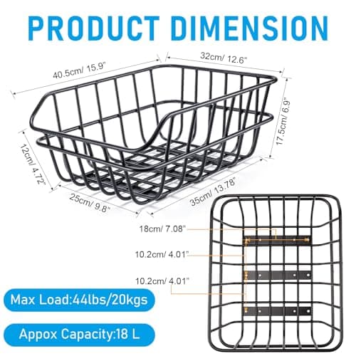 CXWXC Rear Bike Basket - Rear Mount Aluminium Bike Basket Large Capacity — view 5