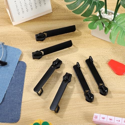 Mobestech Zipper Pull Replacement Kit 6 Pack 8# for Luggage and Backpacks Black Zinc Alloy Smooth Gliding Easy Replacement Repair Accessory — view 6