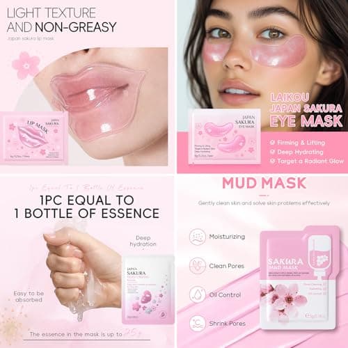 40PCS Sleepover Party Supplies for Girls – Sakura & Milk Pamper Skincare Gift for Spa Days & Birthday - Travel Kits Gift Packs with Face Masks, Lip & Eye Masks, Hand Cream, Bath bombs - Pamper Gift — view 4