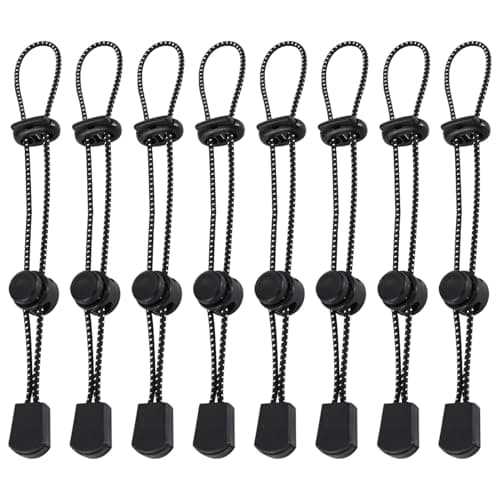 SYEYCW 8 Pcs Bungee Cord with Fixing Buckle, Backpack Elastic Rope Fixing Buckle, Walking Stick Holder, Backpack Elastic Ropes Attachment Pole, Fastening Cord for Trekking, Hiking, Camping, Black