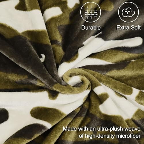 YISUMEI Military Camouflage Blanket Army Green 150 x 200 cm Blankets and Throws Soft Fleece Throw Blanket Camo Blanket Warm and Cozy Camping Blanket Gifts for Boys Adults Men — view 4