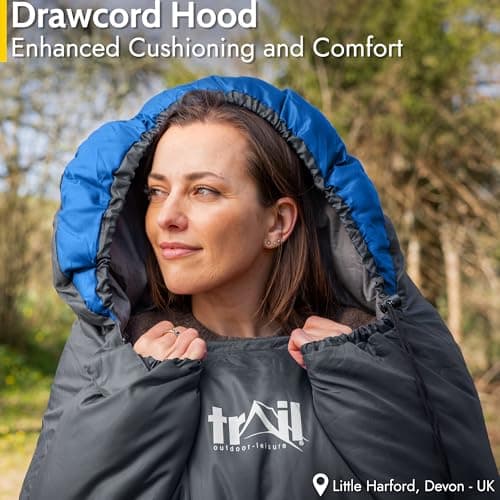 Trail Alpine 250 Sleeping Bag with Hood, 3 Season, Single Adult, Blue — view 5