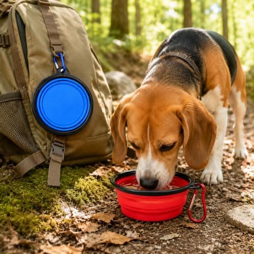 2 Pack Collapsible Dog Bowls with Clips, 350 ml Silicone Travel Bowls — view 5