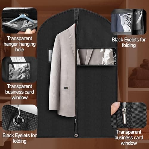 Suit Bagsor Men and Women 2 Pack, 100 x 60 cm Suit Covers with Zip — view 4