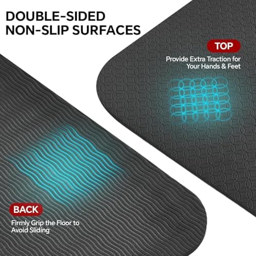 Stepwaver TPE Large Yoga Mat 183x91×0.6cm, Non-Slip Large Exercise Mat — view 5