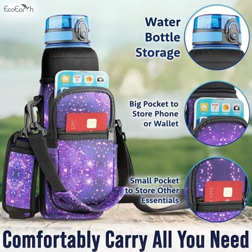 EcoEarth - Water Bottle Holder with Strap - Water Bottle Carrier Bag for Hiking - Crossbody Hydration Pouch with Phone Holder — view 4