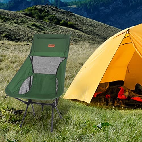 Rainberg Ultra Lightweight High Back Camping Chair, Folding Chair, Camping Chairs for Adults, Foldable Garden Outdoor Picnic BBQ Chairs. (Pack of 1, Green) — view 6