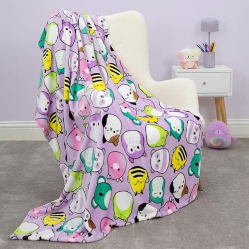 Squishmallows Officially Licensed Fleece Throw Blanket | Super Soft Warm Purple Throw, Playful Design | Perfect For Home, Bedroom, Sleepovers & Camping | Size 100 x 150cm — view 2