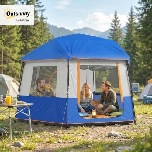 Outsunny 4-6 Person Easy Setup Camping Tent Waterproof Dome Tent, Blue — view 2
