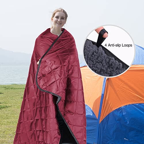 REDCAMP Waterproof Blanket with Sherpa Lining, 200x150cm， Red Wine — view 5