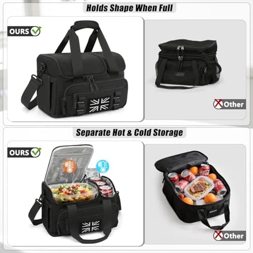 Insulated Lunch Bag for Men, 15L Cool Bag with Hot/Cold Compartment — view 3