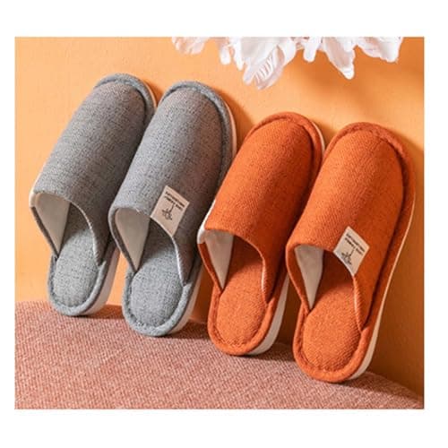 Womens Cotton Linen Slippers Closed Toe, Womens Solid Flat Sole Slippers — view 4