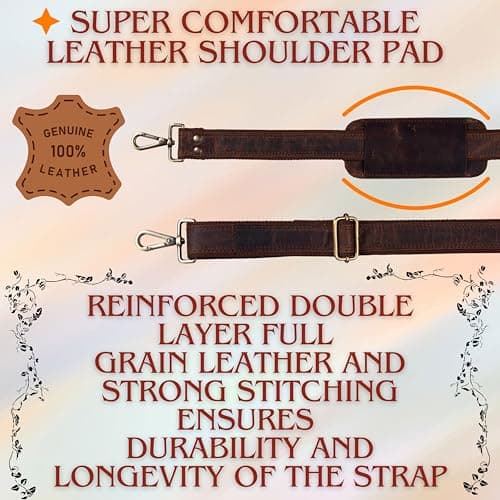 Leather Bag Shoulder Strap Men Messenger Bags Strap Replacement (Cinnamon) — view 2