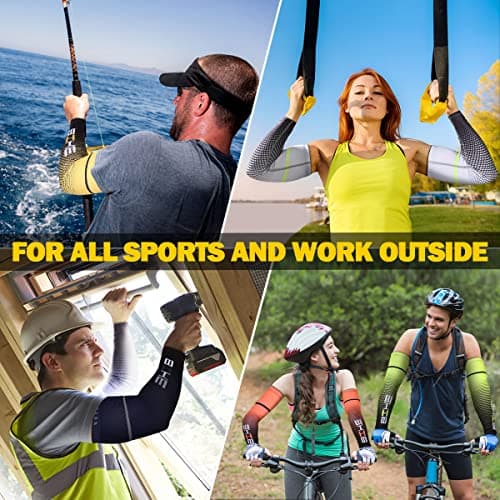 beister UV Sun Protection Cooling Compression Sleeves Arm Sleeves Men Women Sports (Large, Yellow) — view 6