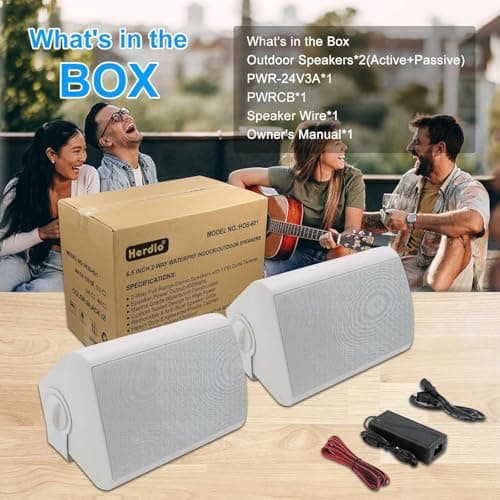 Herdio 6.5 Inches Outdoor Speakers Bluetooth Waterproof with Powerful Bass,Wall Mount Speakers Wired Weather Resistant for Patio Home Deck Porch Backyard 400 Watts (White) — view 5