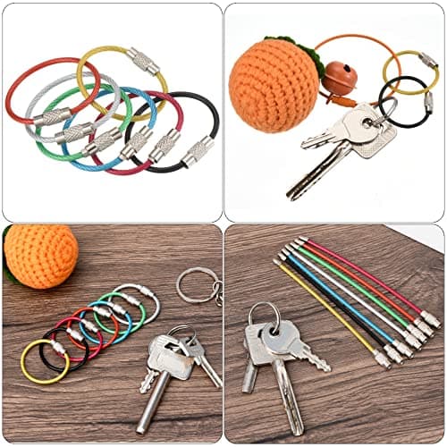 PATIKIL 3.5 Inch Length Wire Keychain Cable, 5 Pack Stainless Steel Key Ring Loop, Silver — view 6