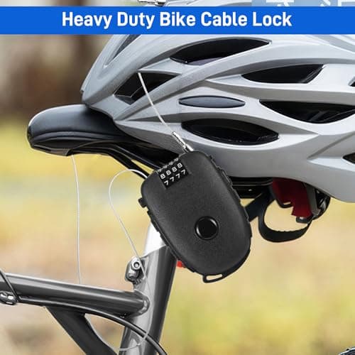 Fentar 2pcs Cable Lock, 4-Digit Combination Locks with 130cm Retractable Stainless Steel Core, Flexible Wire Lock for Ski, Scooter, Suitcase and Motorcycle Helmet — view 6