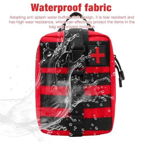 Mineup 54 PCS First Aid Kit, Emergency Trauma Kit First Aid Bag, Jumbo Trauma Bag, First Aid Molle Pouch for Home & Workplace Includes Bandages, Tourniquet & Essentials for Everyday Situations(RED) — view 4
