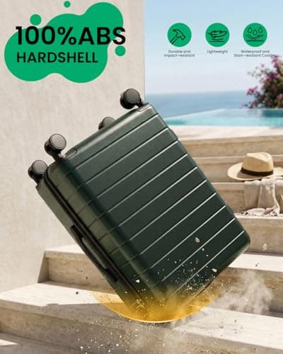 Shavont 20 Inch Cabin Suitcase 55x40x20cm Carry on Hardshell Luggage(Green) — view 5