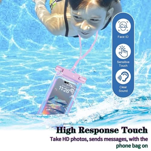 Up to 8.3" 4 Pack Iridescence Universal Waterproof Phone Pouch, Large Phone Waterproof Case Dry Bag, Protection Level: IP68, Outdoor Sports for Apple iPhone,Samsung,and More, Iridescence 4 Pack — view 6