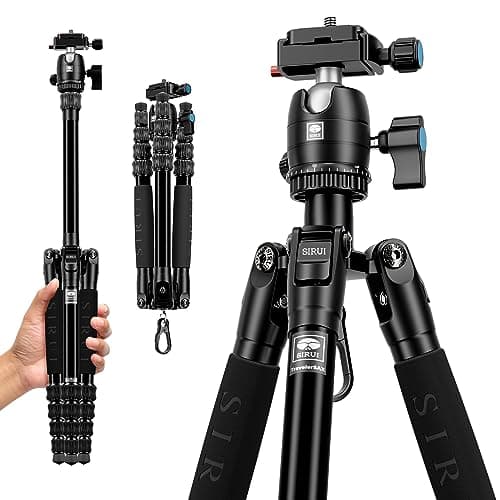 SIRUI Compact Traveler 5AX Tripod 51.97 inches Lightweight Aluminum Travel Tripod Portable Camera Tripod with 360° Panorama Ball Head and Arca Swiss Quick Release Plate Load Capacity Up to 5kgs