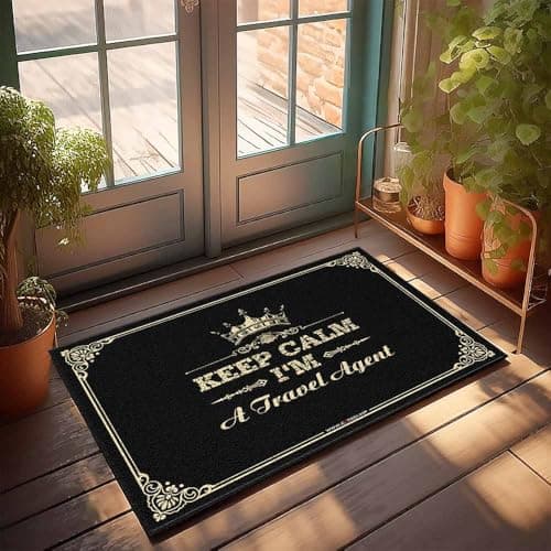 ZYTHRAEL Cushion Floor Mat Outdoor Rug - Keep Calm I'm A Travel Agent Winter Door Mat Outdoor | Welcome Door Mat - Wool Area Rug Living Room/Narrow Bath Mat & Cozy Rug For Long Kitchen(40X60CM)