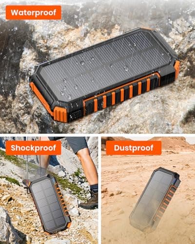 Riapow Solar Power Bank 20000mAh Fast Charge 3A Wireless Portable Charger — view 6