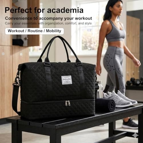 Travel Bag for Women with Shoe Compartment - Weekend Overnight Carry-on Duffel & Toiletry Bag - Water-Resistant Holdall Dry & Wet Separated for Gym, Sports, Vacation, Hospital Tote (Pink) — view 5