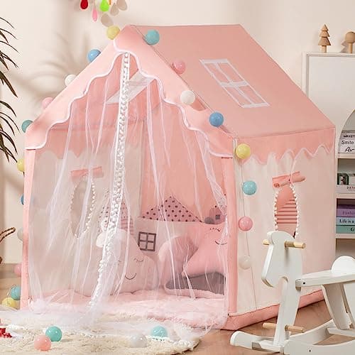 Kids Play Tent With a String of Star Lights Children's Tent Playhouse Indoor Princess Girl Large House Outdoor Playground Children's Birthday Gift — view 5