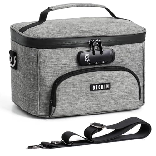OZCHIN Smell Proof Bag with Combination Lock, Odor Proof Bag Durable Carbon Lining Smoking Tobacco Cases Odorless Organizer Medicine Bags Lockable Box, Christmas Xmas Gifts for Men Women - Grey
