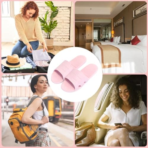 Foldable Shower Slippers, Portable Travel Slippers Foldable Sandals Quick Dry Non Slip House Bathroom Shower Slipper (Pink, UK Footwear Size System, Adult, Women, Numeric Range, Medium, 5, 6) — view 5