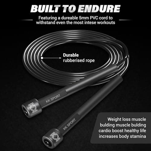 KK Skipping Rope PVC– Jump Rope Lightweight, Durable & Adjustable for All Fitness Levels – Ideal for Home Workouts, Boxing, Cardio & Weight Loss, Set- Black, Pink, Purple — view 3