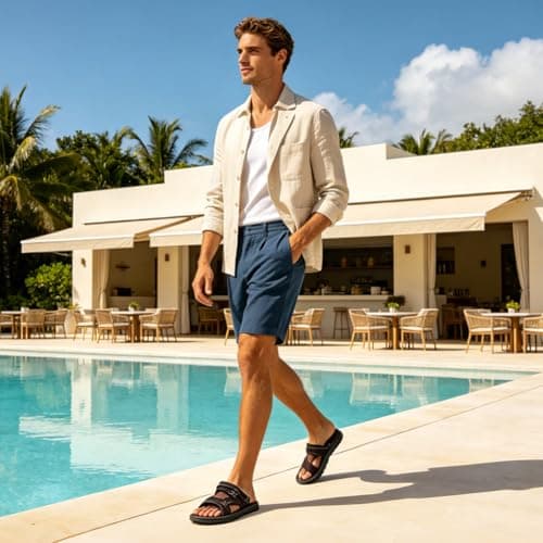 Aomig Mens Leather Sandals Non-Slip Beach Sandals Open Toe Open Toe Clogs Summer Shoes MensSliders Slides Holiday Slippers Flat Adjustable Strap Outdoor Sandals MensSliders Slides Shoes(Black-9 UK) — view 6