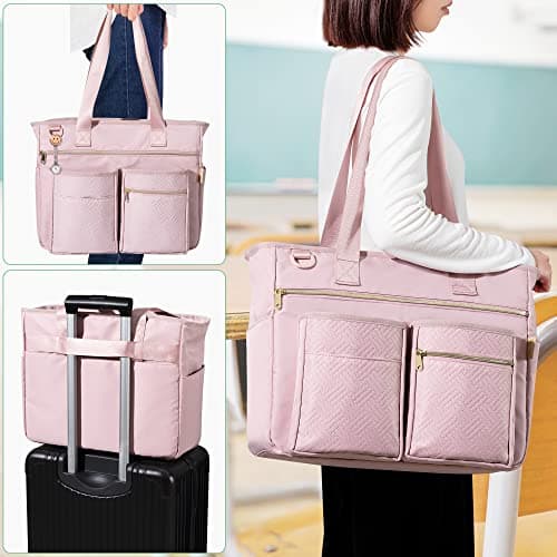 Fasrom Laptop Tote Bag for Work Women, for up to 15.6 Inches Laptop, Pink — view 2