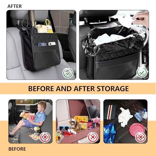 VAGCARS Car Seat Back Organizer,Leather Seatback Hanging Bag Large Capacity — view 4