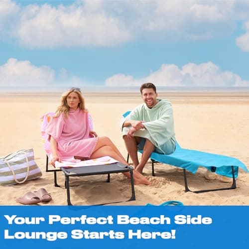 Brentfords Sun Lounger Towels with Pockets, Soft Quick-Dry Absorbent Large Beach Towel in a Bag Lightweight Lounger Towels For Travel Poolside or Beach Days, 75 x 215cm - Lemon Tile — view 4