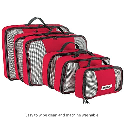 Savisto Packing Cubes 6 Piece Set, Durable & Lightweight Travel Essentials for Suitcases - Includes 1 XL, 2 L, 2 M, 1 S - Available in 8 Stylish Colours - Red — view 4